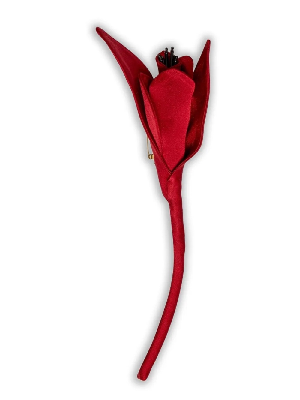 NEW ERDEM Satin Flower Brooch Ruby Red